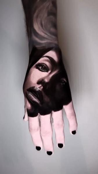 Realism realistic portrait tattoo by @tomftattoo