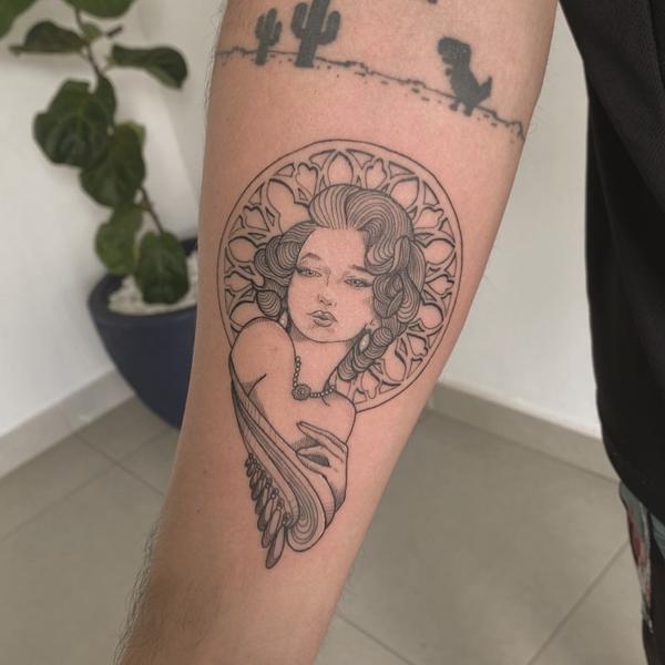 Art nouveau art nouveau woman tattoo by @titotattooart_