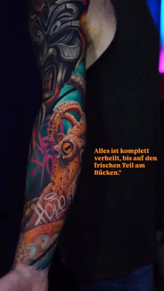 Realism octopus mask tattoo by @torrestattoo38