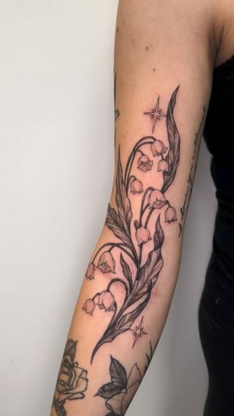 Fine Line lily of the valley tattoo by @total_eclipse_tattoo