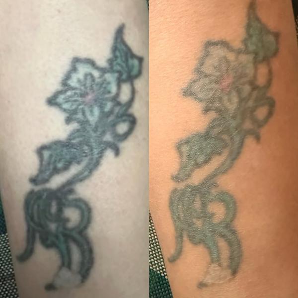 Color floral vine tattoo by @traceless.laser
