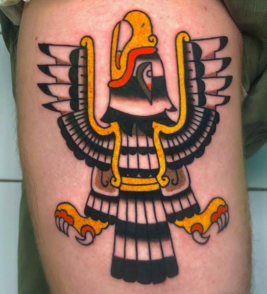 Traditional mythical bird tattoo by @tsosme_teza