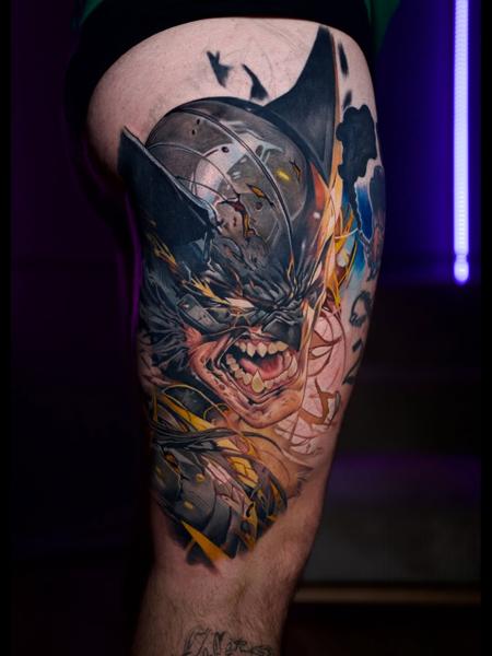 Realism aggressive character tattoo by @nasufi_armando