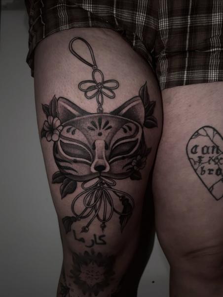 Blackwork ornamental fox tattoo by @el.vittta