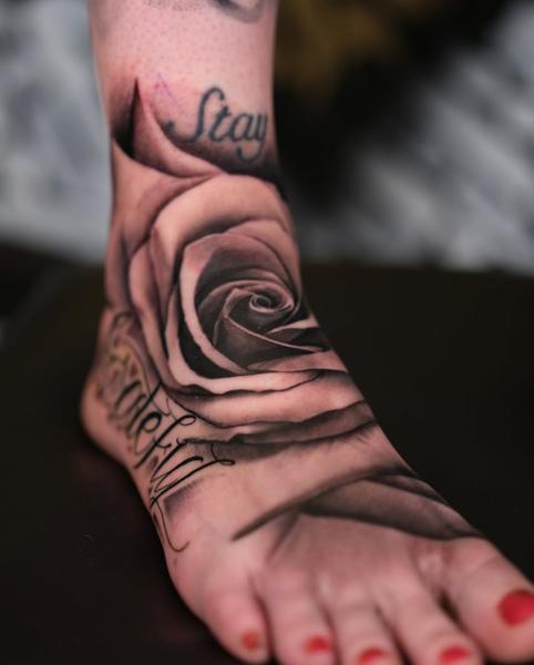 Realism realistic rose tattoo by @inkbyroer