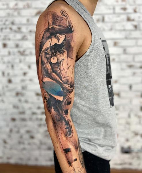 Abstract realism abstract figure tattoo by @skazxim