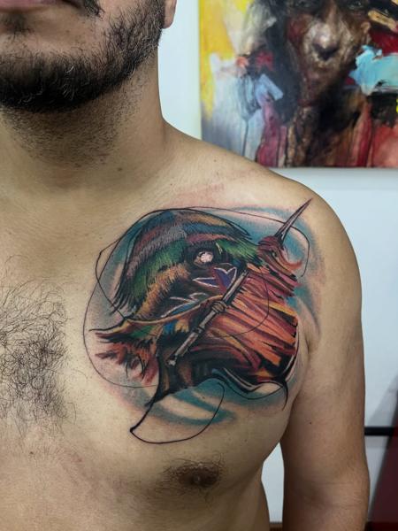 Abstract abstract bird tattoo by @skazxim