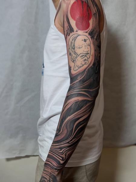 Abstract abstract face tattoo by @skazxim
