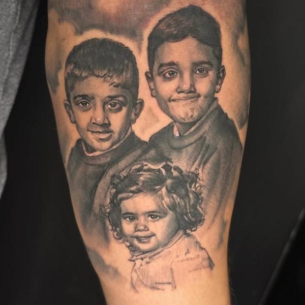 Realism children portraits tattoo by @vividinkbirmingham