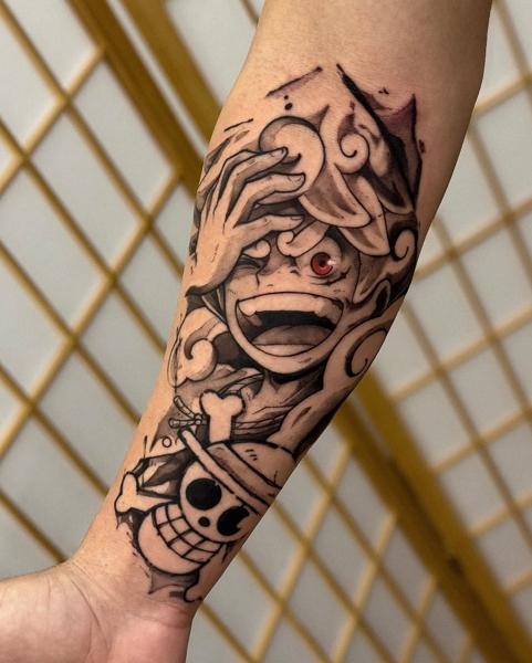 Anime luffy gear 5 tattoo by @vitoortattoo