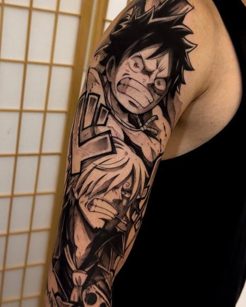 Anime one piece characters tattoo by @vitoortattoo