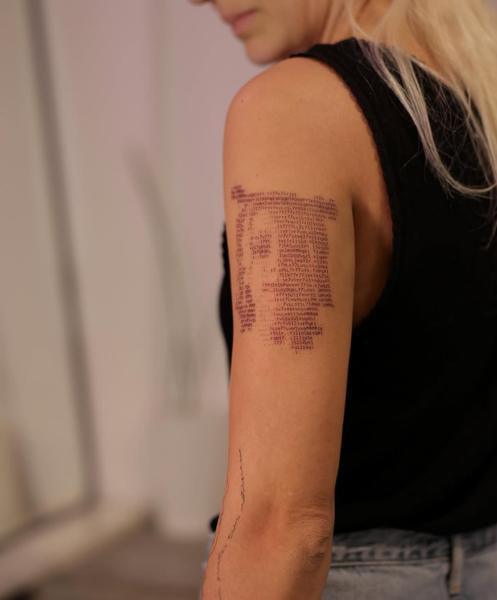 Text art text portrait tattoo by @tattoovrontis