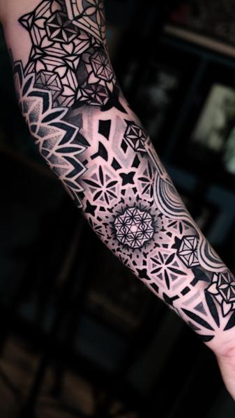 Geometric geometric pattern tattoo by @weschetattoo