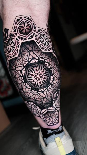 Geometric geometric pattern tattoo by @weschetattoo
