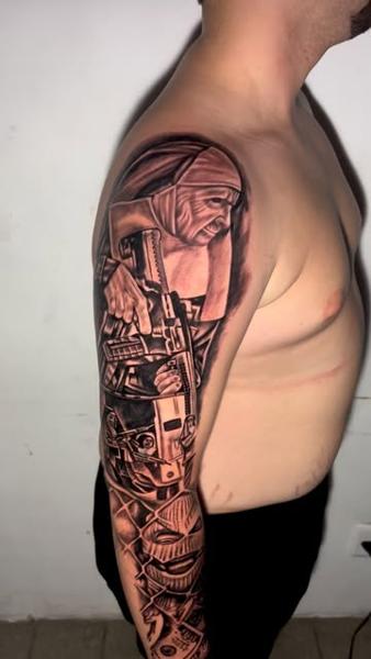 Realism gangster nun tattoo by @willians_tattoo