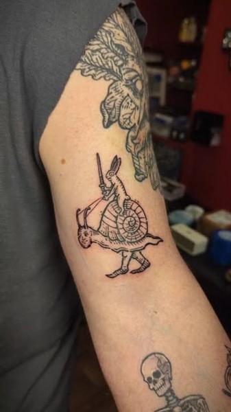Illustrative knight rabbit tattoo by @art.of.gold