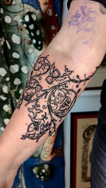 Ornamental ornamental design tattoo by @art.of.gold