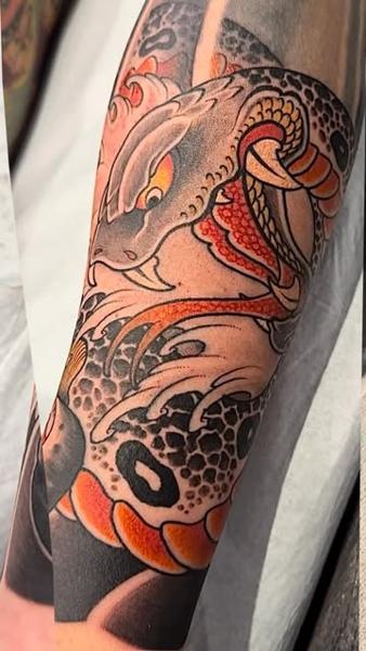 Japanese japanese snake tattoo by @horiyotatt