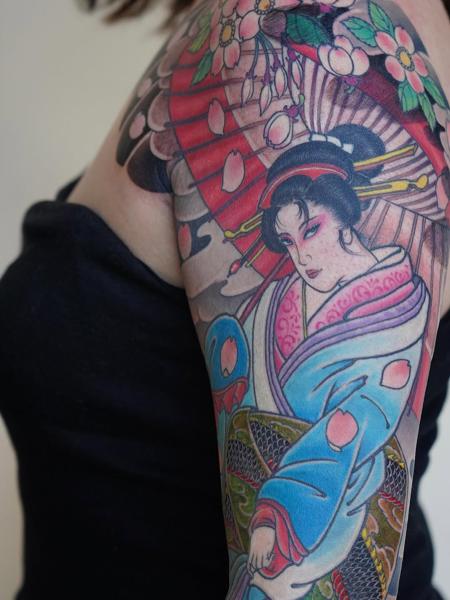 Japanese japanese woman tattoo by @horiyotatt