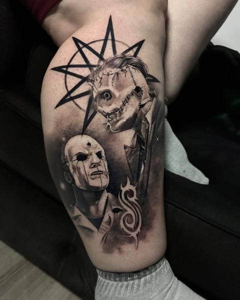 Realism slipknot portraits tattoo by @yolandaorlandi
