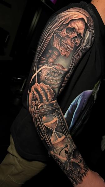 Realism grim reaper tattoo by @zamor_art