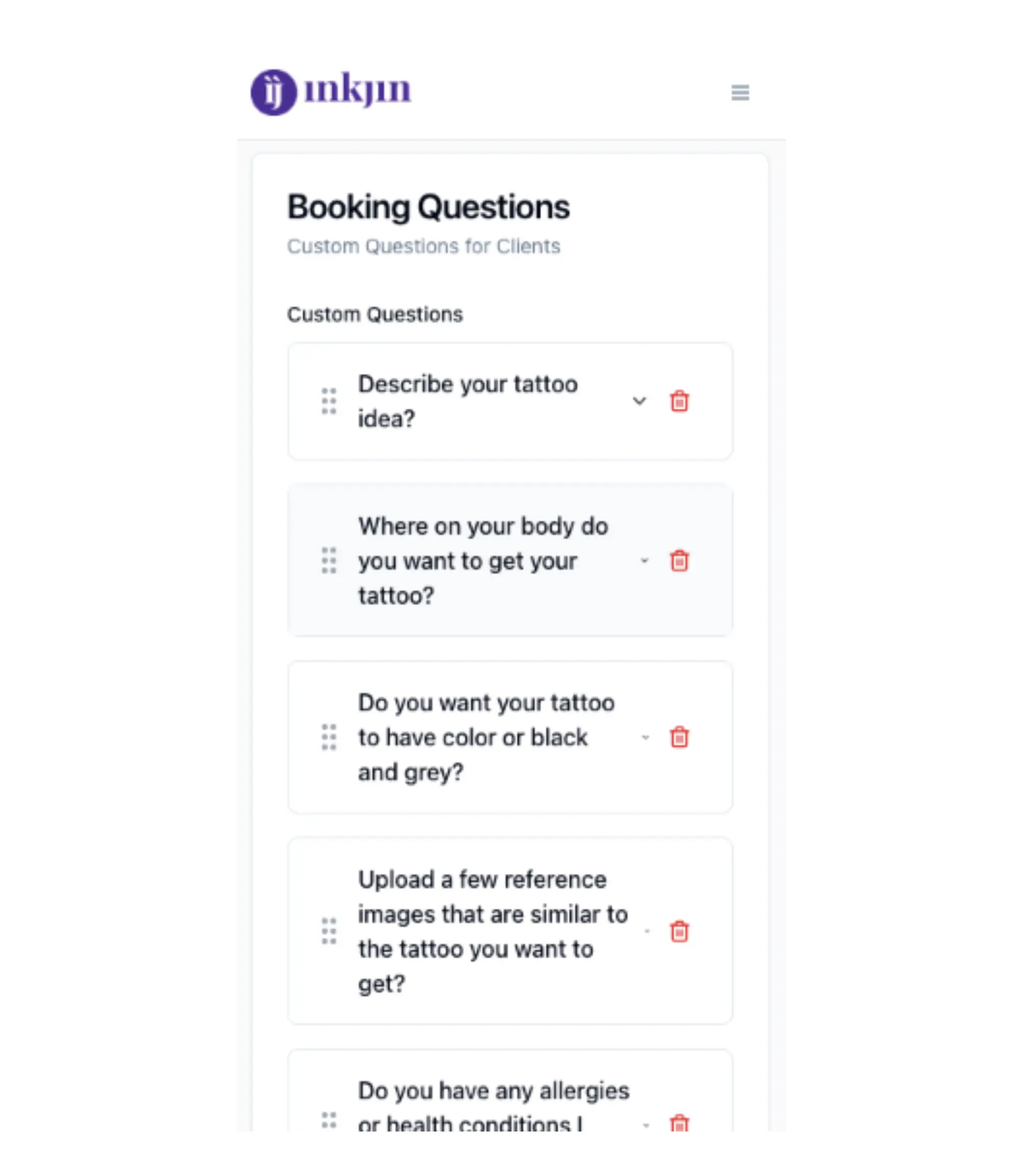 Showing custom questions dashboard