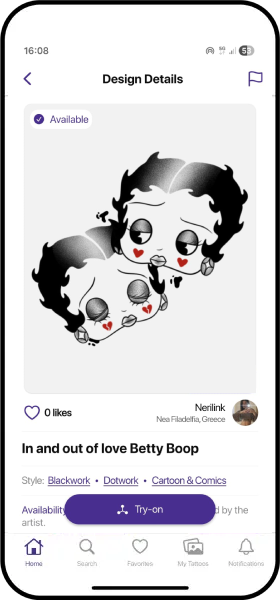 Inkjin AR try-on preview of a tattoo on skin